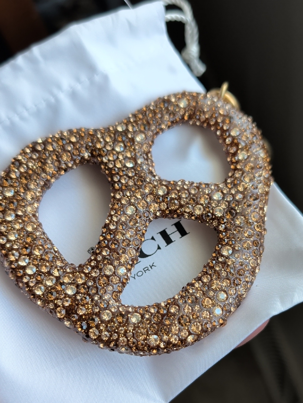 Coach Large Crystal Pretzel 🥨 Bag Charm NWT - Picture 3 of 3